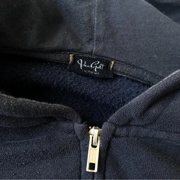 Brandy Melville Navy Blue Cropped Zip-up Hoodie w/ stripes on sleeves - Picture 10 of 10